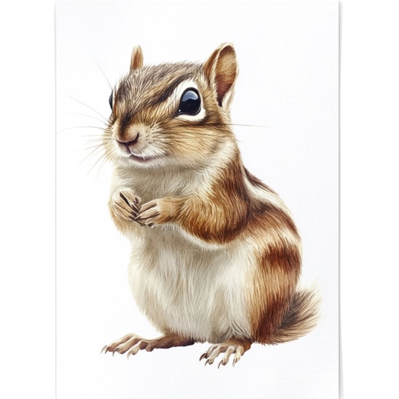 Watercolor Chipmunk Portrait Wall Art Illustration Print Poster Unframed - Picture 2 of 9